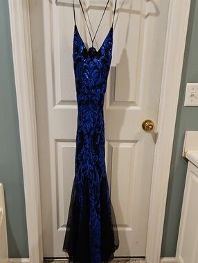 b darlin navy blue prom dress | Dresses | B Darlin From Macys Size 78 featuring a front drape Soft goth Black Sequin Long-Sleeve Bodycon Size:US 9 | EU 42